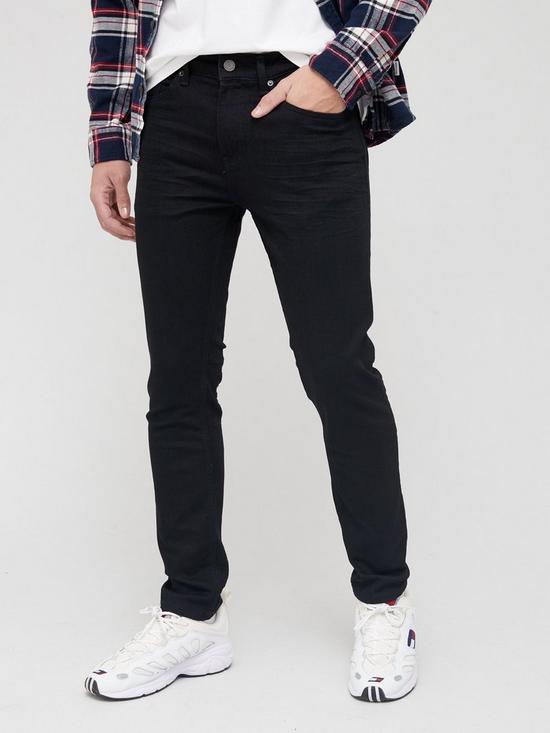 front image of tommy-jeans-tjm-austin-slim-tapered-fit-stretch-jeans-black