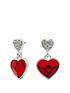  image of jon-richard-silver-plated-crystal-red-dancing-heart-drop-earrings