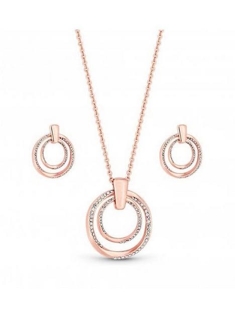mood-rose-gold-plated-polished-and-crystal-twist-open-necklace-and-earring-set