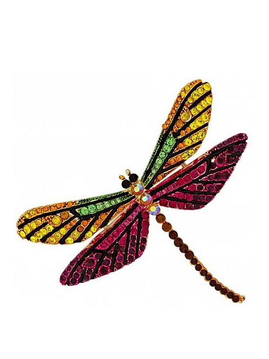 front image of jon-richard-multi-coloured-dragon-fly-brooch