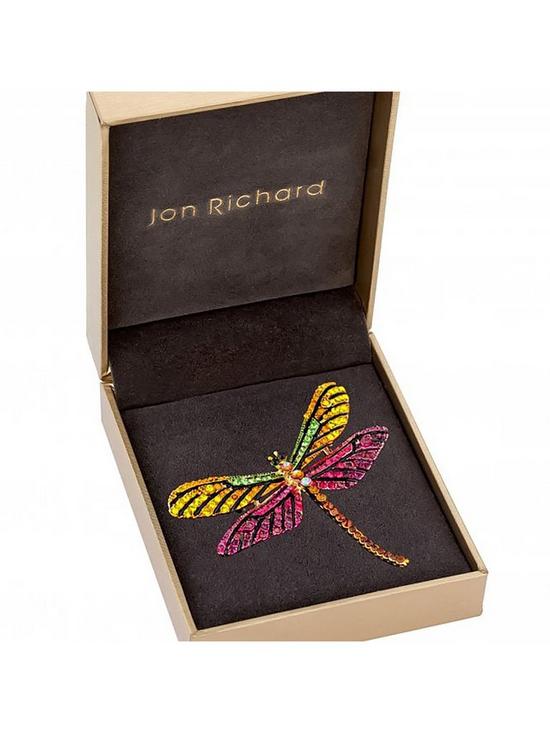 stillFront image of jon-richard-multi-coloured-dragon-fly-brooch