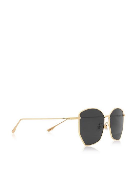 front image of katie-loxton-hexagonal-sunglasses-black