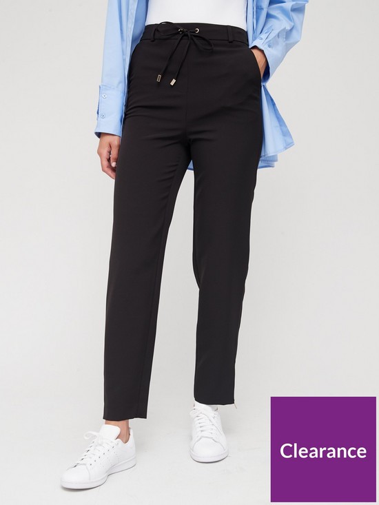 front image of v-by-very-zip-hem-tie-waist-tapered-jogger-black