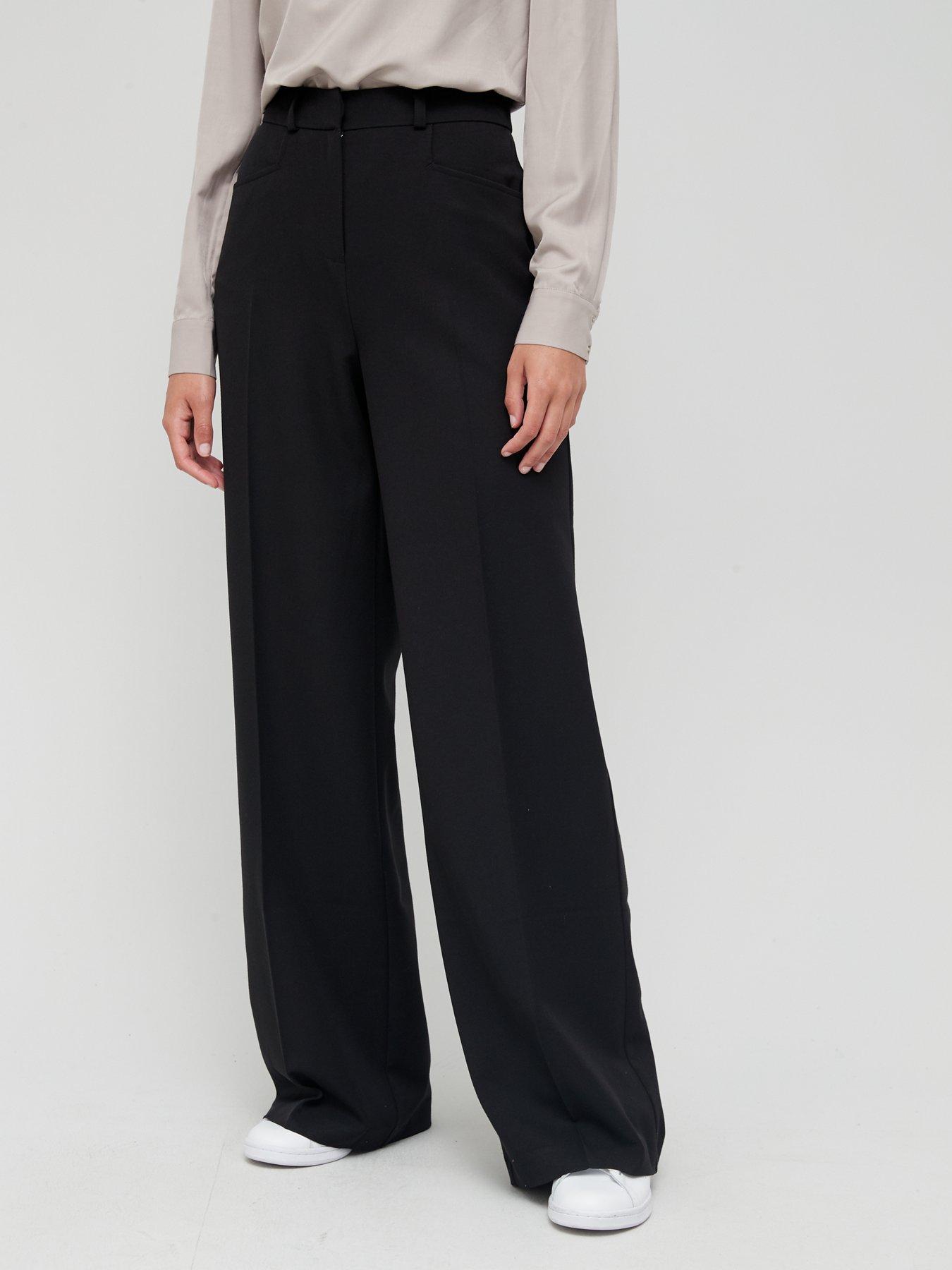undefined Petite Wide Leg Trouser - Black
