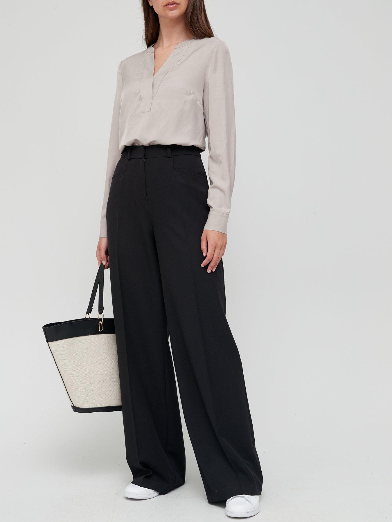 Wide leg shop black trousers petite