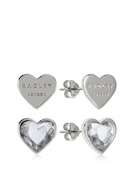 front image of radley-love-heart-2-x-heart-earring-studs