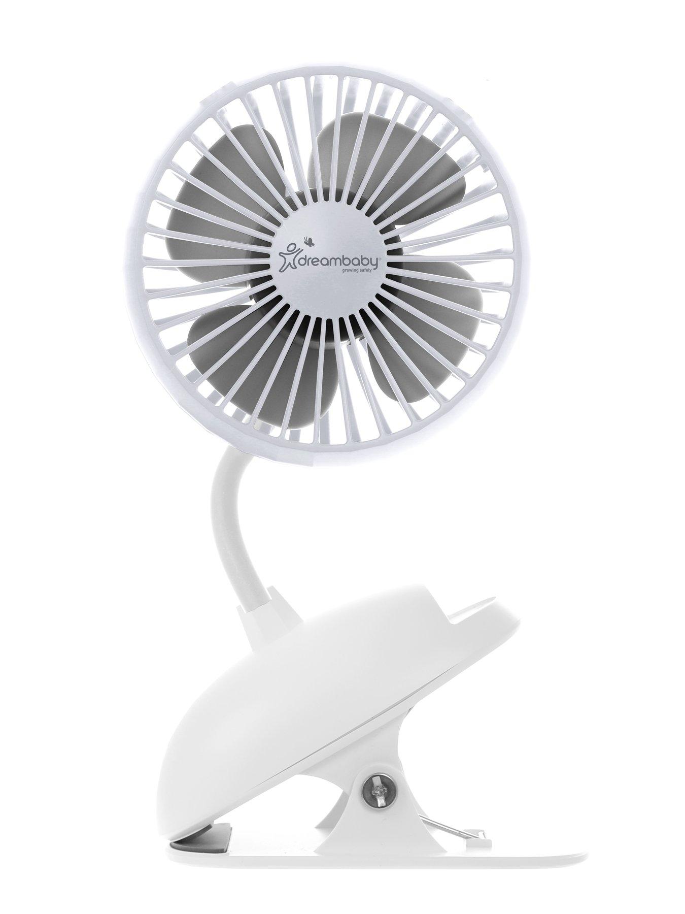 Dreambaby USB Rechargeable ClipOn Caged Fan White