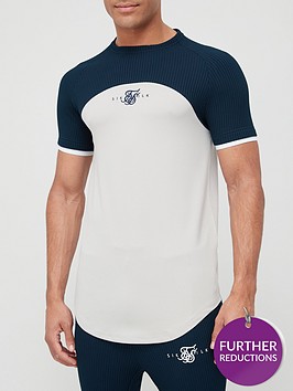 sik-silk-short-sleeve-embossed-prestige-gym-t-shirt-navy