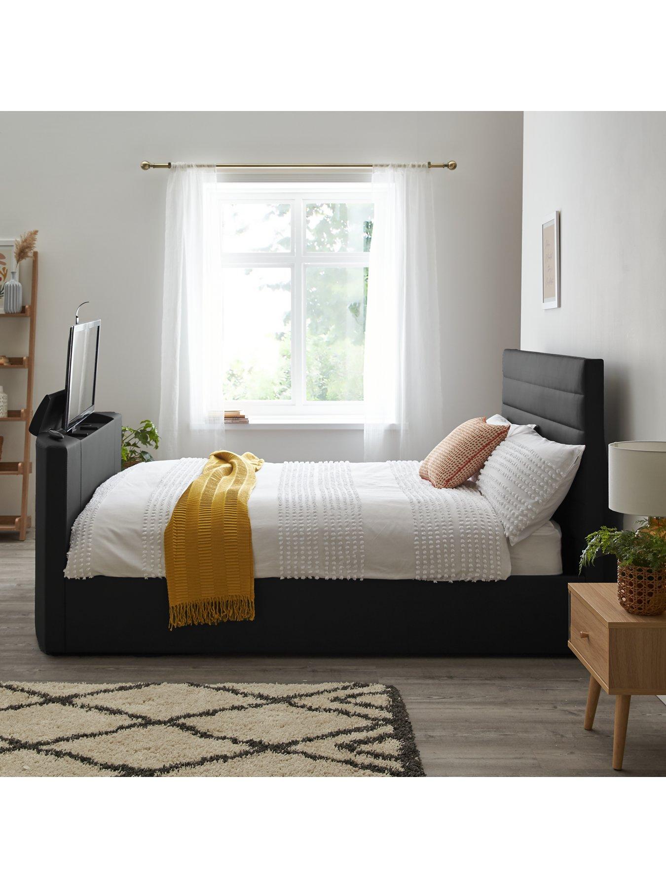 Kingsley Faux Leather TV Bed Frame with Mattress Options Buy SAVE fits up to 32 inch TV