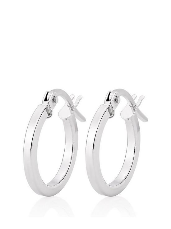 front image of beaverbrooks-9ct-white-gold-hoop-earrings