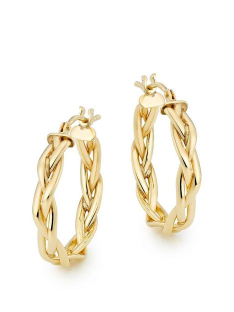 beaverbrooks-9ct-gold-plait-hoop-earrings