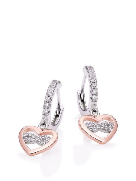 beaverbrooks-silver-rose-gold-plated-cubic-zirconia-heart-charm-hoop-earrings
