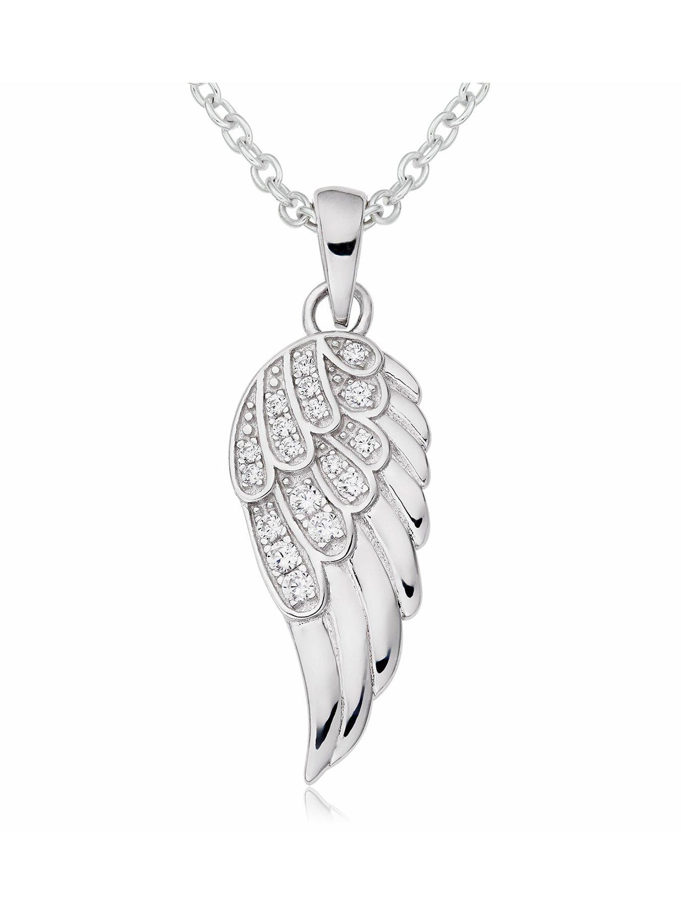 undefined Silver Cubic Zirconia Angel Wing Pendant