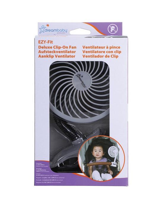 front image of dreambaby-clip-on-caged-fan-grey-with-soft-tip-fins