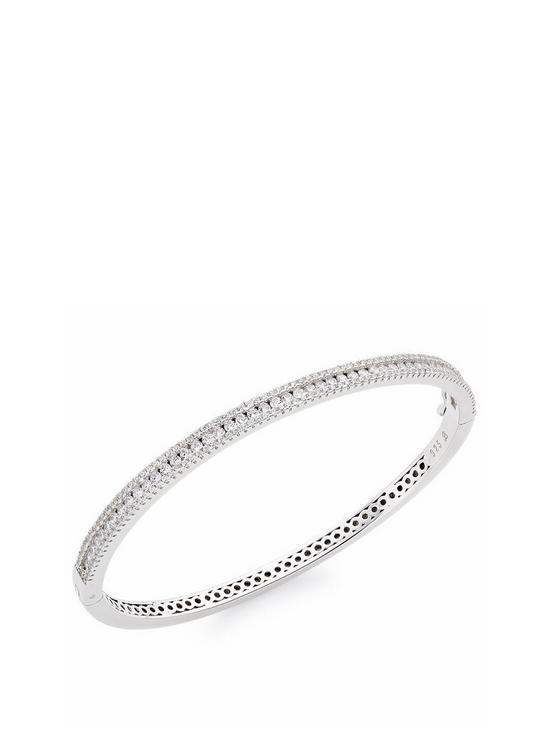 front image of beaverbrooks-silver-cubic-zirconia-three-row-bangle