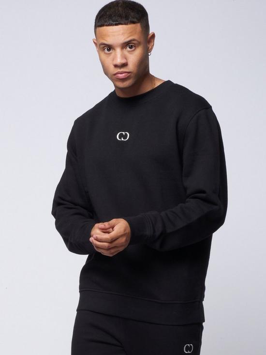 front image of criminal-damage-eco-sweatshirt-black