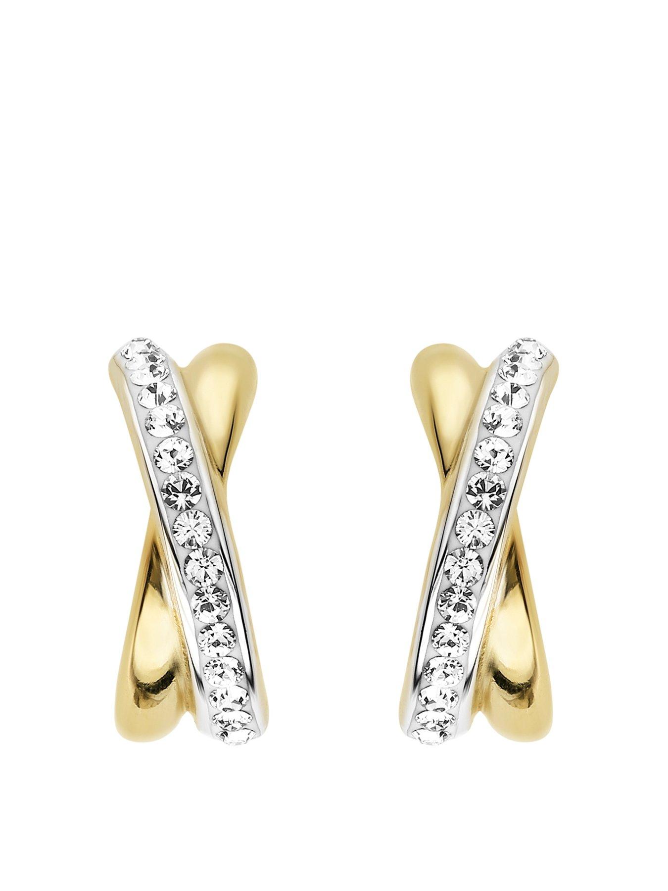 5mm CZ crystal 9ct white gold kiss stud earrings Gift box