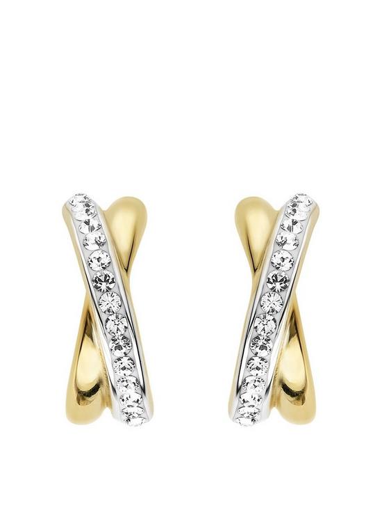 front image of evoke-sterling-silver-crystal-kiss-stud-earrings