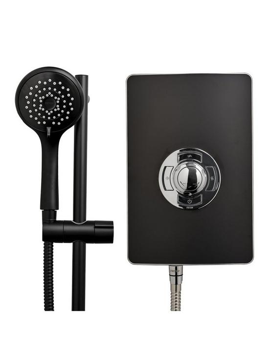 front image of triton-matte-black-electric-shower-85kw