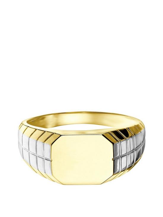 stillFront image of love-gold-9ct-yellow-and-white-gold-signet-ring