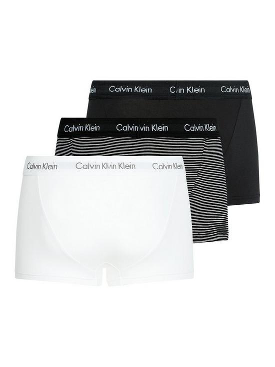 front image of calvin-klein-3-pack-plainstripe-low-rise-trunks