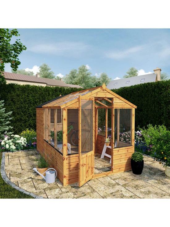 stillFront image of mercia-10x6-shiplap-dip-treated-combi-shed-greenhouse