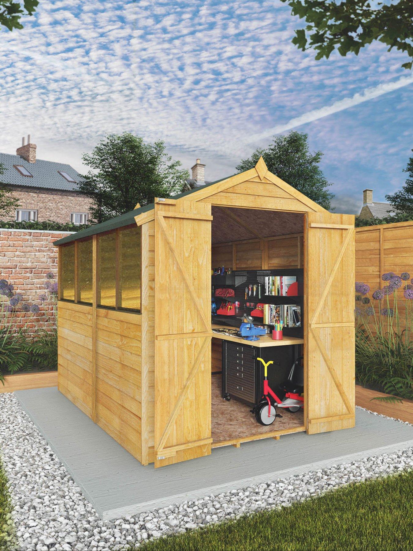 undefined 8 x 6ft Great Value Overlap Apex Shed with Windows and Double Doors - FSC® Certified