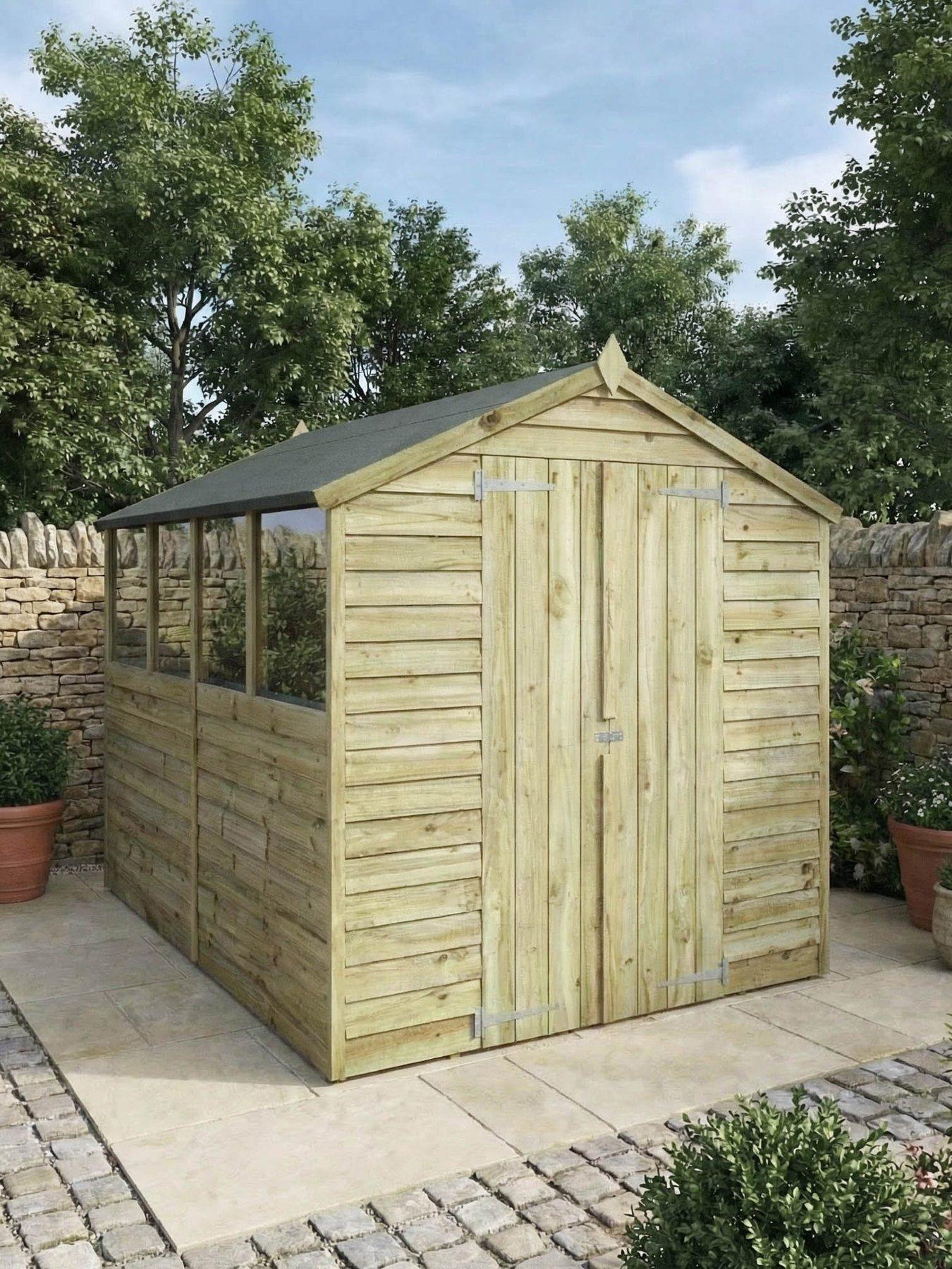 MERCIA 8 x 6ft Great Value Overlap Apex Shed with Windows and Double Doors - FSC® Certified