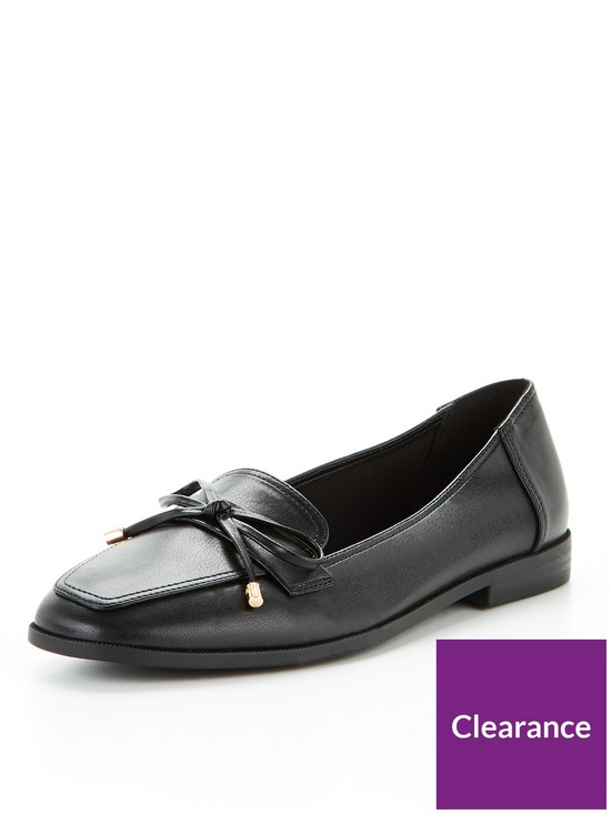 front image of v-by-very-bow-trim-loafer-black