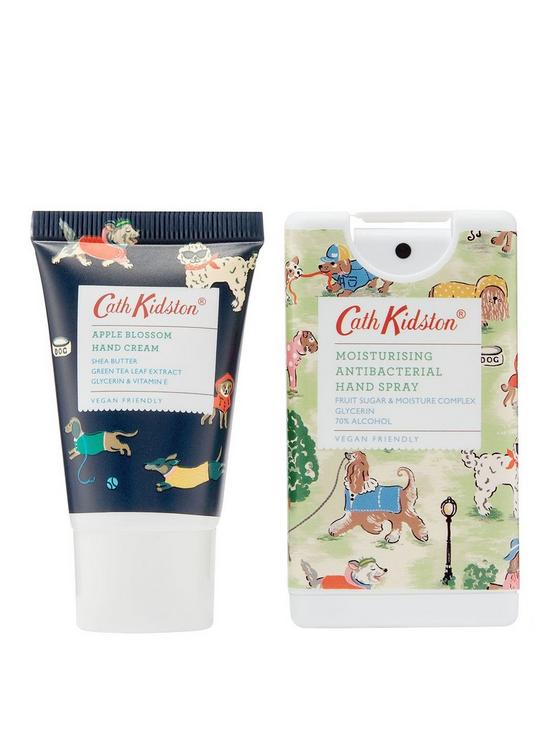 stillFront image of cath-kidston-park-dogs-apple-blossom-cosmetic-pouch-with-5ml-moisturising-antibacterial-hand-spray-and-30ml-hand-cream