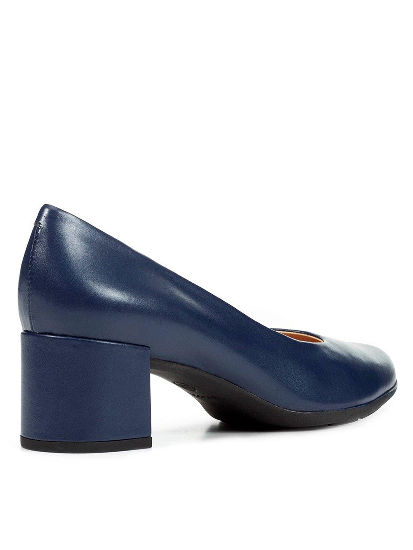 Geox Annya Leather Heeled Shoes - Navy | littlewoods.com