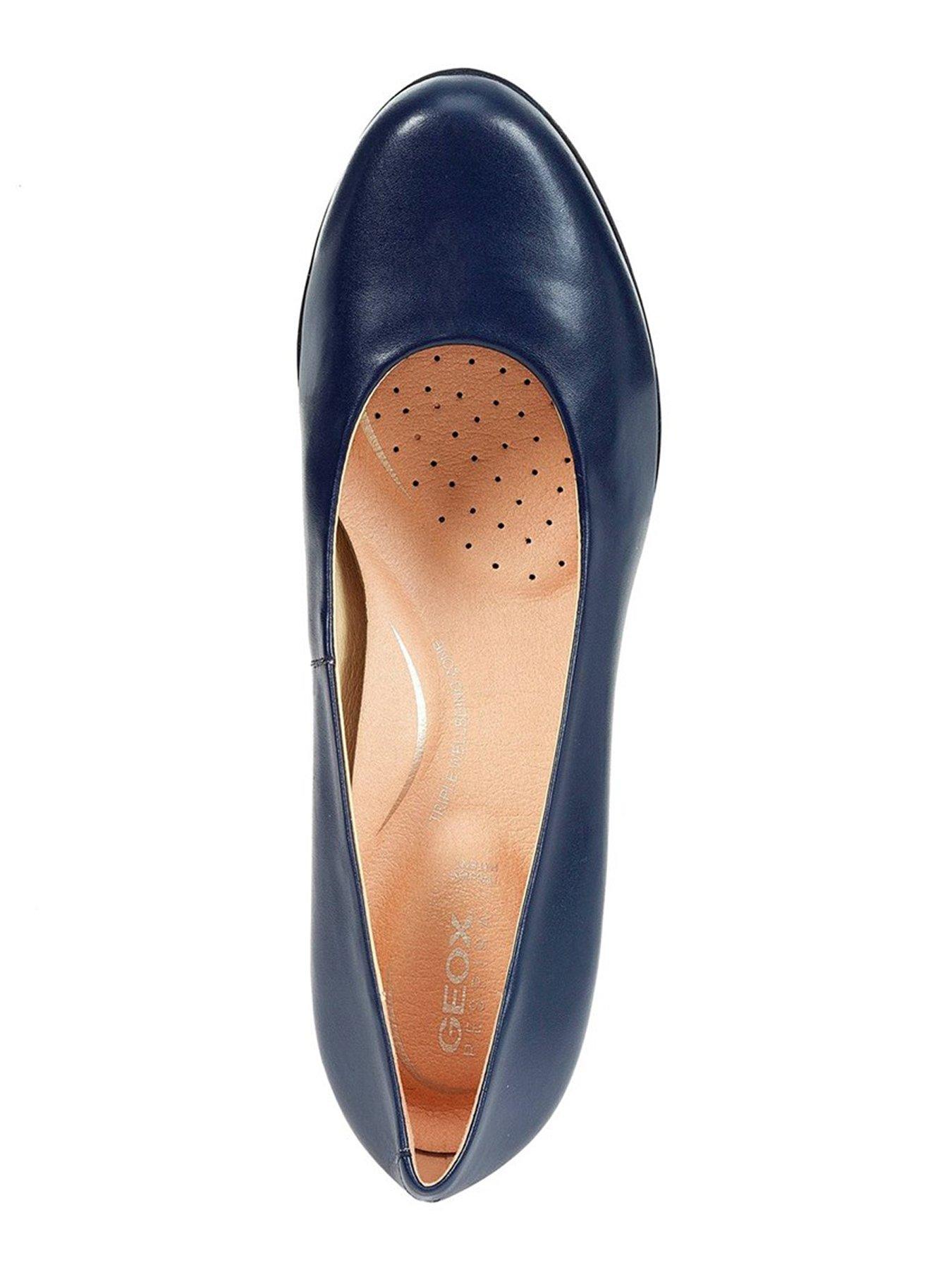 Geox Annya Leather Heeled Shoes - Navy | littlewoods.com