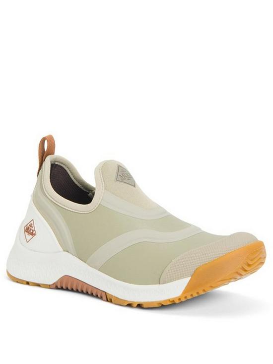 front image of muck-boots-outscape-low-trainers-taupe