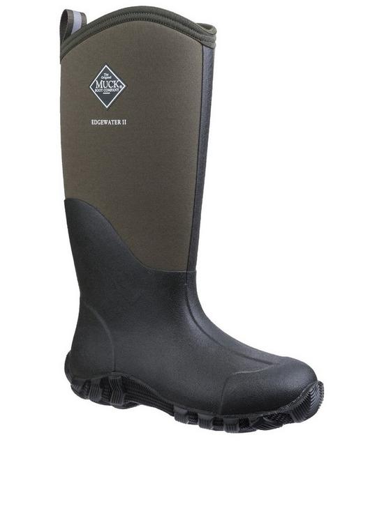 front image of muck-boots-edgewater-ii-tall-wellington-boots-blackgreen