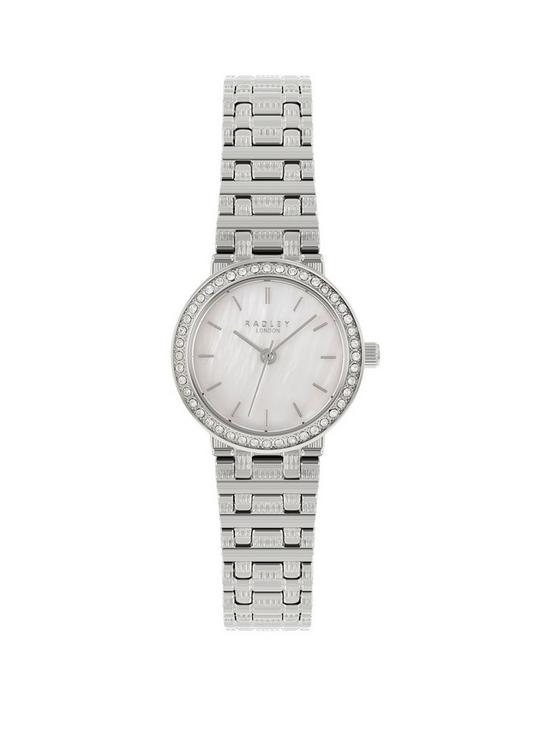 front image of radley-mother-of-pearl-dial-silver-tone-bracelet-watch