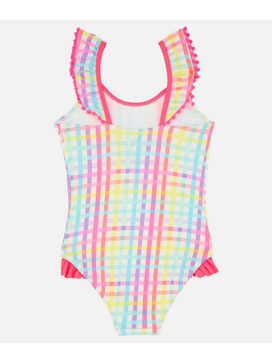 stillFront image of accessorize-girls-rainbow-check-swimsuit-multi