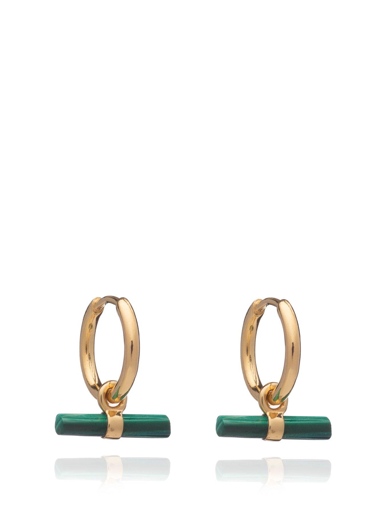rachel-jackson-mini-malachite-t-bar-gold-huggie-hoop-earrings