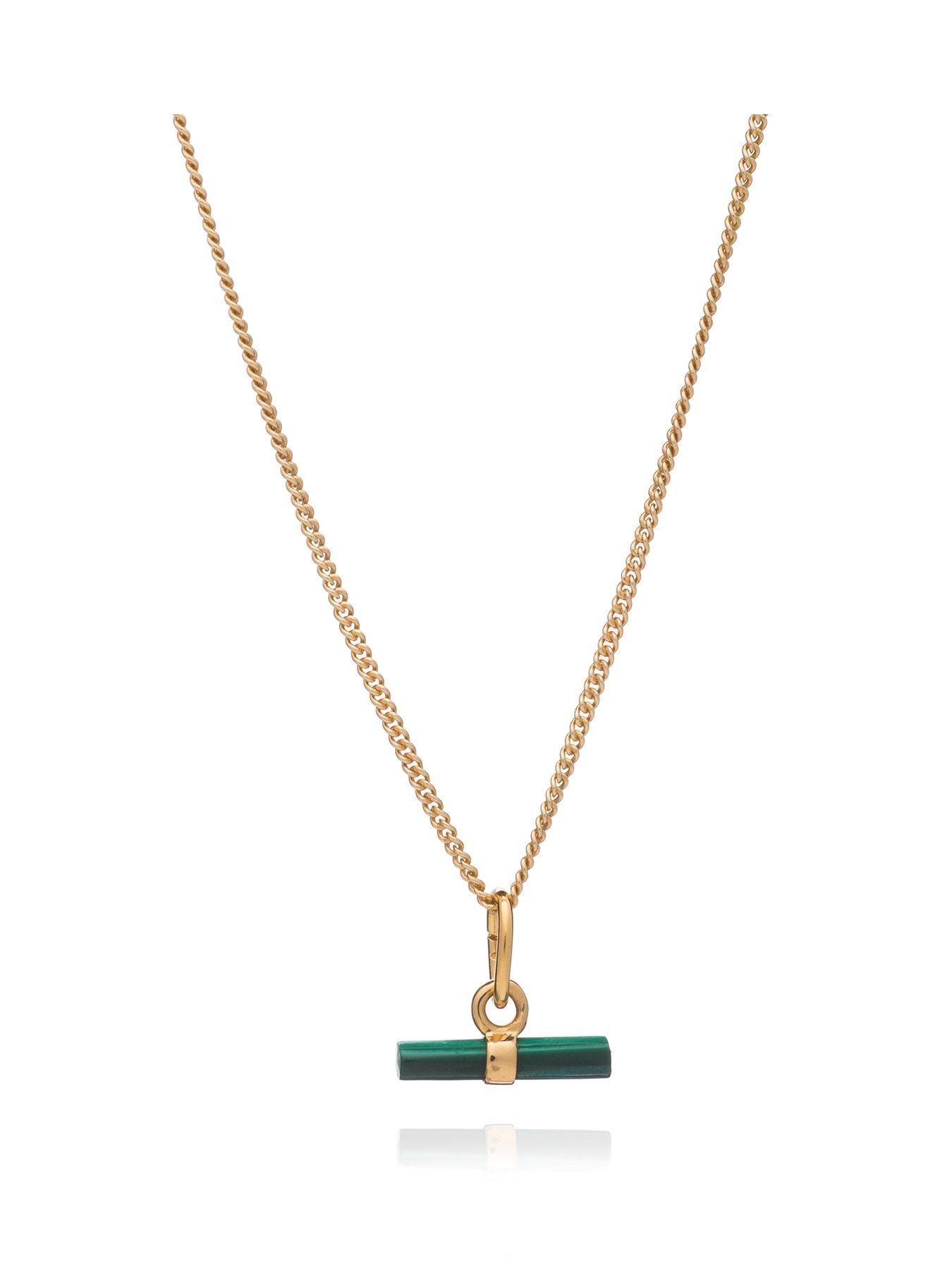 undefined Mini Malachite T-Bar Gold Necklace