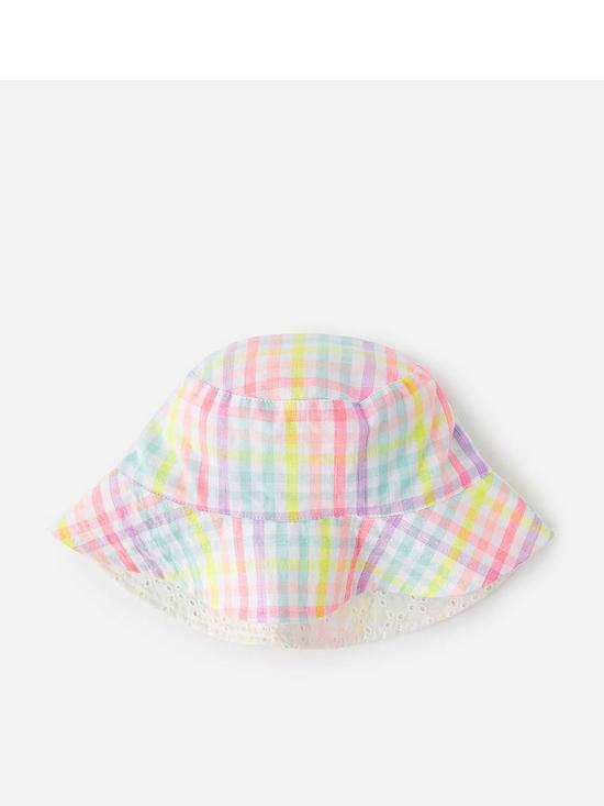 front image of accessorize-girls-check-reversible-hat-multi