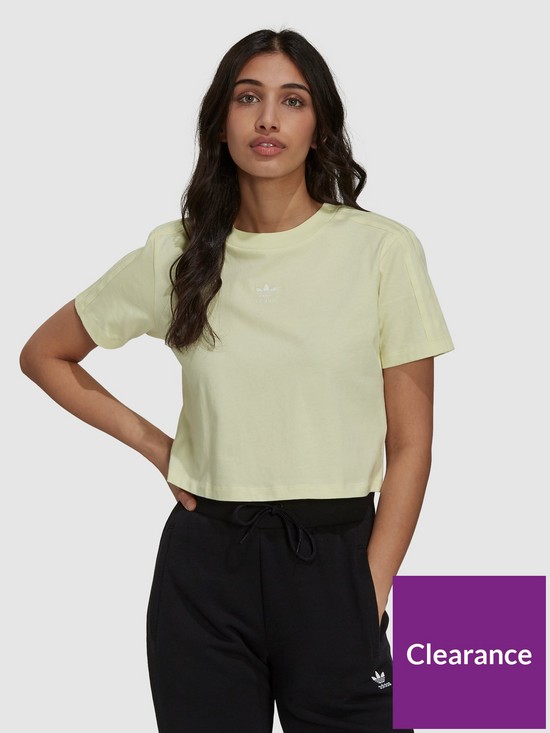 front image of adidas-originals-tennis-luxe-cropped-tee-yellow