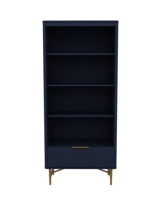 front image of melody-1-drawer-bookcase-navy