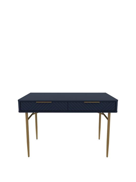 front image of melody-2-drawer-desk-navy