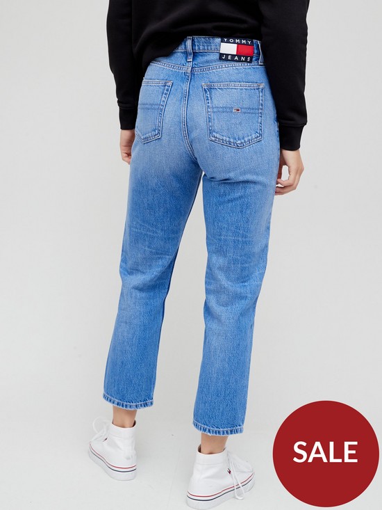 stillFront image of tommy-jeans-harper-high-rise-straight-ankle-jean-blue-wash