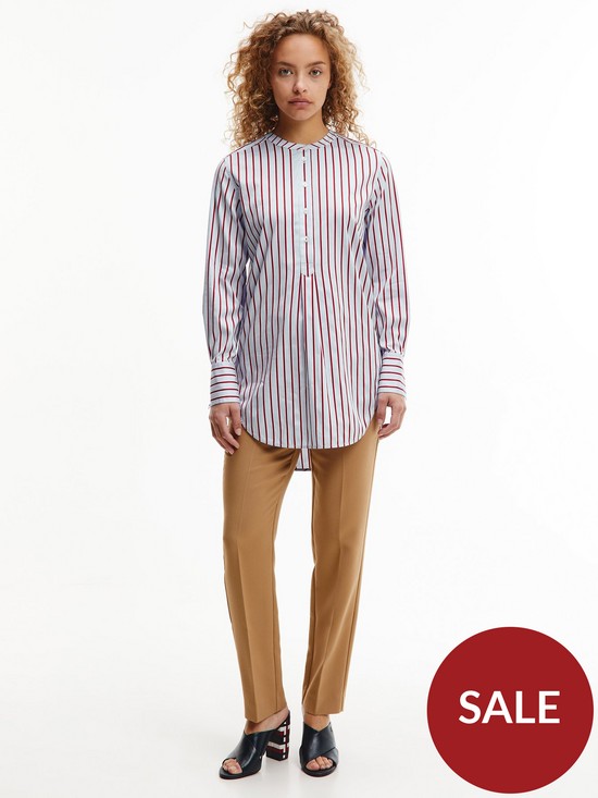 front image of tommy-hilfiger-cotton-sateen-stripe-shirt-tunic