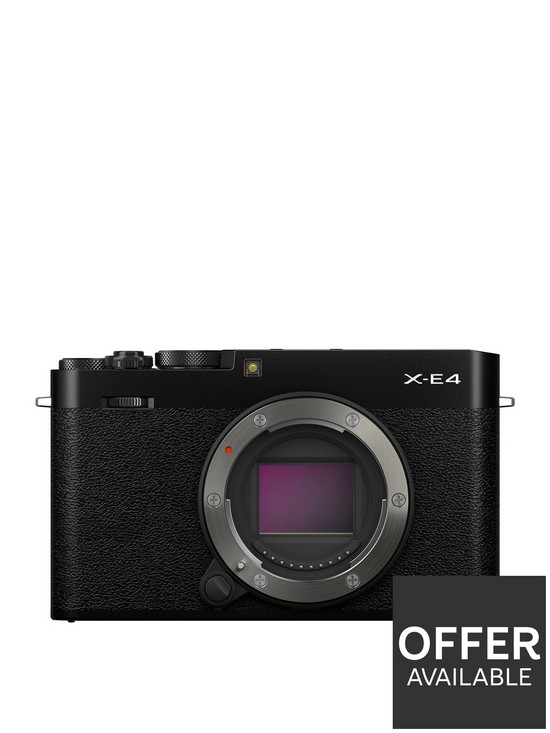 front image of fujifilm-x-e4-mirrorless-camera-body-only-black