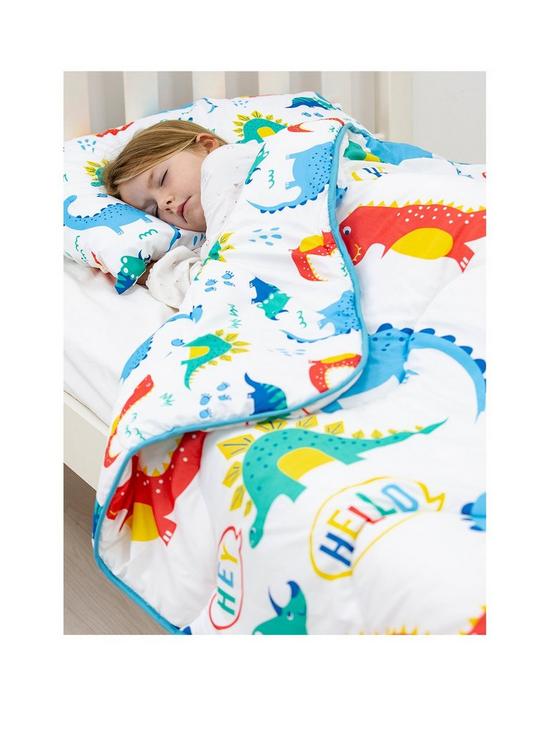 stillFront image of rest-easy-sleep-better-dinosaur-coverless-quilt-45-tog-single-with-pillowcase-multi
