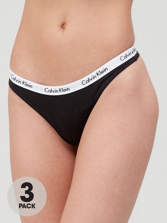front image of calvin-klein-3-packnbspthong-black
