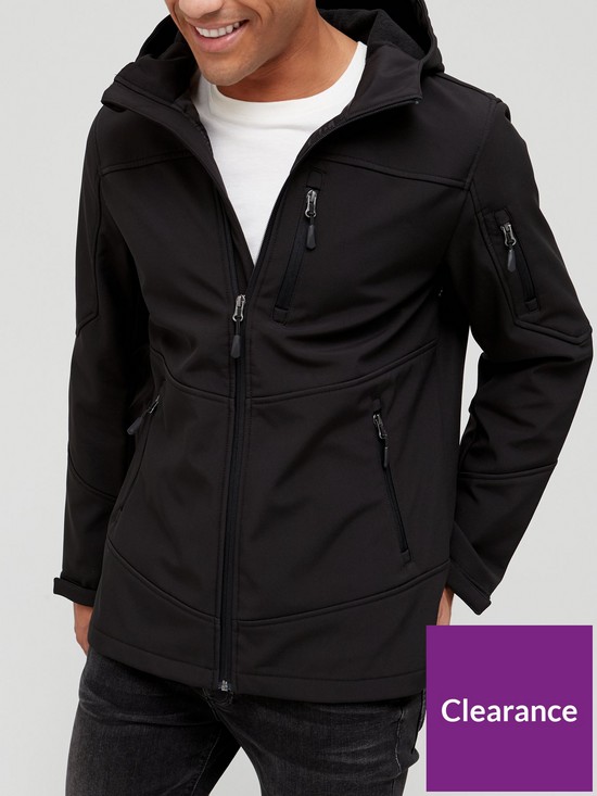front image of very-man-softshell-windproof-jacket-black