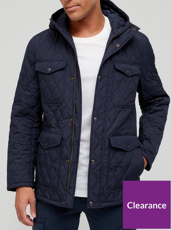 front image of very-man-hooded-quilted-jacket-navy