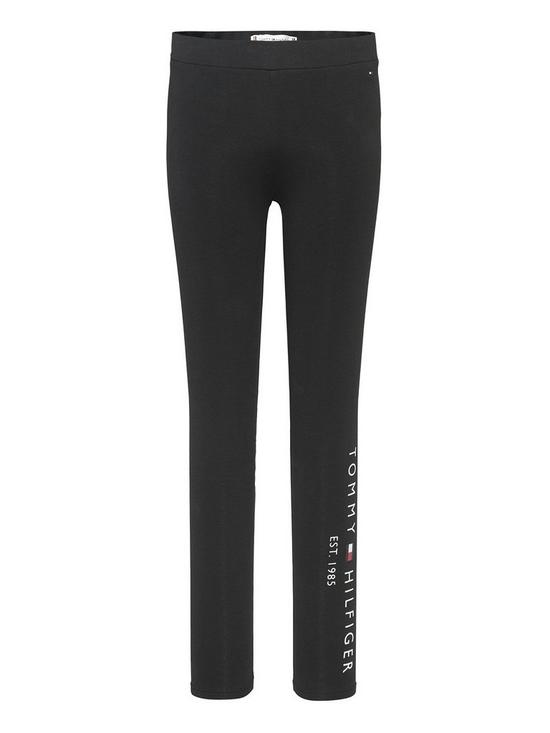 front image of tommy-hilfiger-girls-essential-legging-black